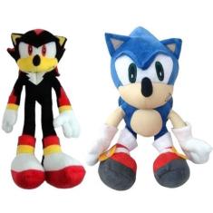Imagem de 02 Brinquedos Pelucia Sonic e Shadow 35cm Antialergico Bordado - Pelúc