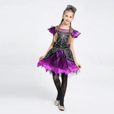 Imagem de Fantasia Infantil Juvenil Roxo Halloween Dia Das Bruxas + Tiara - Só P
