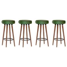 Imagem de Kit 4 Banquetas Moderna Alta Roma Slim Verde 70cm