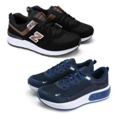 Imagem de Kit 2 Pares Tênis Masculino Esportivo Cadarço Fitness Macio - Vorax