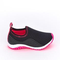 Imagem de Tênis Infantil Calce Fácil Kidy Flex Básico Preto E Pink