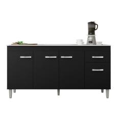 Imagem de Balcão Cozinha Gabriela 150 cm Sem Tampo Com Pés 4 Portas 1 Gaveta Pto - AJL Móveis