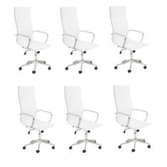 Imagem de Kit 6 Cadeiras de Escritório Presidente Giratória Sevilha Branco