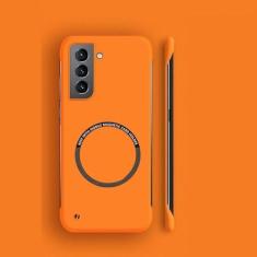 Imagem de Capa de telefone magnética sem moldura para PC rígido para Samsung Galaxy S23 S22 S21 S20 FE S10 NOTA 20 Ultra 10 Plus Capa fina fosca, laranja, para s23 ultra