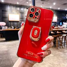 Imagem de Capa de telefone galvanizada para iphone 14 plus 13 12 pro max 11pro xs xr x se 6 7 8 plus capa de suporte de telefone, vermelho, para iphone 11 pro