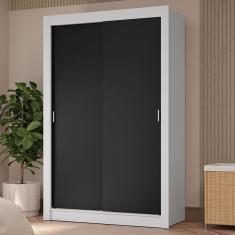 Imagem de Guarda-roupa Solteiro 2 Portas De Correr 4 Gavetas Branco/preto Vivare Plus Madesa Branco/preto