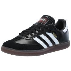Imagem de adidas Tênis unissex adulto Samba Indoor, Preto/branco/vermelho vívido, 9.5 Women/8.5 Men