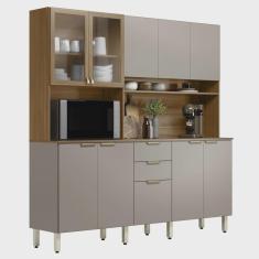 Imagem de Armário de Cozinha Compacta 198cm Aurea D02 Amêndola/Nude - Mpozenato