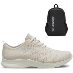 Imagem de Kit Tênis Ultraleve 130g + Mochila Essential Olympikus Feminina, Bege,