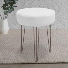 Imagem de Banqueta Puff Jullia Luxo 55cm Industrial Ferro Marrom Corino Branco - Ahz Móveis