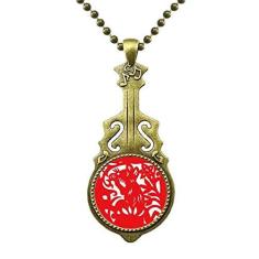 Imagem de DIYthinker Colar de animal de rato, corte de papel, zodíaco chinês, pingente de música de guitarra antiga