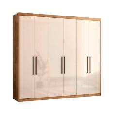 Imagem de guarda-roupa casal venice com prateleiras 6 pt 4 gv amêndola e off white