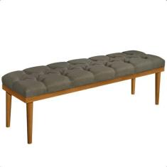 Imagem de Recamier Calçadeira Apolo Linho Marrom Solteiro 1,00M Base Madeira Pés