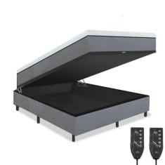 Imagem de Cama Box Baú e Colchão Magnético Massageador - Eco New Premium, Cinza,