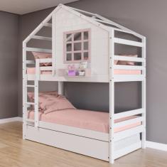 Imagem de Treliche Casinha Janela Madeira Branco/Rosa