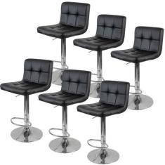 Imagem de Kit 6 Banquetas Gomos para Cozinha 3-35 - Riverside, Preta