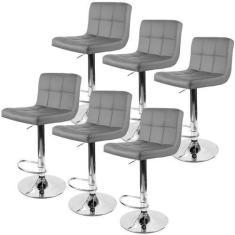 Imagem de Kit 6 Banquetas Gomos para Cozinha 3-35 - Riverside, Cinza