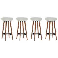 Imagem de Kit 4 Banquetas Moderna Alta Roma Slim Bege Claro 70cm