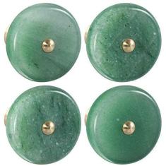 Imagem de Amogeeli Puxadores de gaveta de armário de latão de pedra redonda com parafuso, puxador decorativo para cômoda pacote com 4