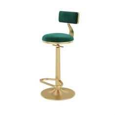 Imagem de Banqueta de Bar Ajustável em Altura Banco de Restaurante de Cozinha de Altura de Balcão Veludo com Espaldar Giratório, com Banquinho de Pés, para Bar, Varanda, Balcão de Café da Manhã, Ilha de Cozinha