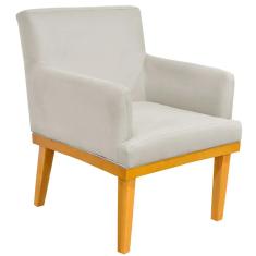 Imagem de Poltrona Decorativa Para Sala de Estar Base Mel Beatriz W01 Suede Bege - Lyam Decor