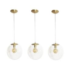 Imagem de Kit 3 Pendente Redondo Esfera 20Cm  E Vidro Cristal Madelustre