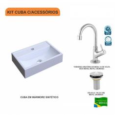 Imagem de Kit Cuba Q45 Com Torneira 1198 Metal E Válvula1 Pol. Compace 