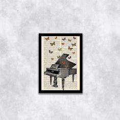 Imagem de Quadro Decorativo Piano com Borboletas 45x34cm