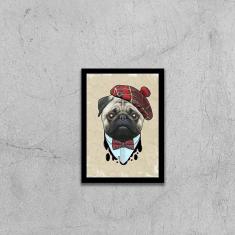 Imagem de Quadro Decorativo Pug Boina 45x34cm