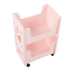 Imagem de Prateleira de Armazenamento Móvel, Carrinho de Armazenamento Espesso de Plástico, Grande Capacidade, Rodízios Com Fechadura, Multifuncionais para Brinquedos (Rosa)