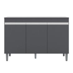 Imagem de Balcão Gabinete Para Pia 120cm 3 Portas Com Tampo Manu Cinza - Ajl Móveis