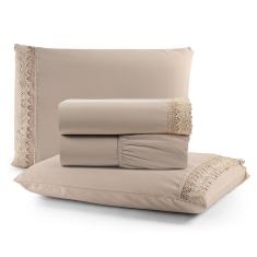 Imagem de Jogo de Lençol Queen Suavitec com Grippir 4 Peças - Avelã
