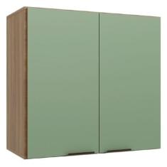 Imagem de Armário De Cozinha E Lavanderia Com 2 Portas Duplo Aéreo Módulo Suspenso Nogal/Verde Paris Batrol