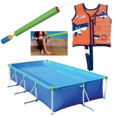 Imagem de Kit Piscina Premium 6200 Litros + Colete P/M Laranja + Brinquedo Lanca