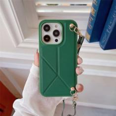 Imagem de Capa de telefone crossbody para iPhone 15 14 Plus 11 12 13 Pro Max Silicone Soft Shell Capa traseira Suporte de proteção Capa de couro, verde, para iPhone 11