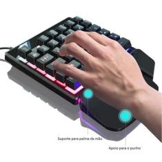 Imagem de Teclado De Uma Mão Gamer Português Brasil Com Led - Mbtech