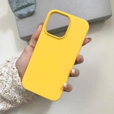 Imagem de Capa de telefone de silicone líquido roxo escuro para iPhone 15 Pro Max 14 13 12 11 Pro Max XR XS X 15ProMax Capa protetora completa, amarela, para iPhone 13 ProMax