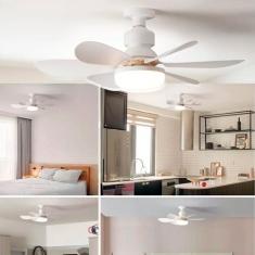 Imagem de Ventilador de Teto Moderna com Controle Lâmpada Silencioso Bivolt - GU