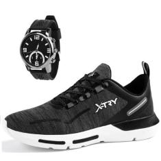 Imagem de Tenis Masculino Academia Caminhada Treino e Relogio - Adsshoes, Preto,