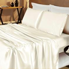 Imagem de Jogo De Lençol Casal Cetim Shine 4 Peças Palha