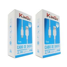 Imagem de Kit 2 Cabos Lightning Kingo Branco 1M 2.1A P/ Iphone 7 Plus