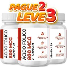 Imagem de Ácido Fólico Vitamina B9 800Mcg 60 Cápsulas Leve 3 Pague 2