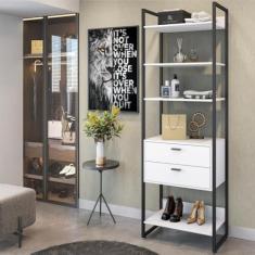 Imagem de Roupeiro Cloe com Gavetas Branco Preto