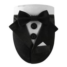 Imagem de Coleira de smoking para cães para casamento, noivado e aniversário, fantasia formal de gato com gravata borboleta preta e velcro ajustável, adequado para cães gatos pequenos, médios e grandes. (preto,