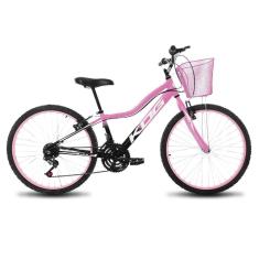 Imagem de Bicicleta Infantil Feminina Aro 24 KOG Alumínio 18V C Cestinha