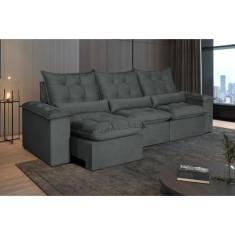 Imagem de Sofá 5 Lugares Retrátil e Reclinável Atlantis Veludo Cinza Chumbo - DE