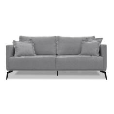 Imagem de Sofá 3 Lugares Pé De Ferro Preto Rafaela 220 Cm Linho S04 - D'rossi Co