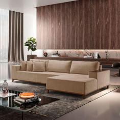 Imagem de Sofá com Chaise 4 Lugares Linho 290 Cm Grécia Bege