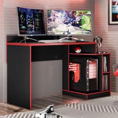Imagem de Mesa para Computador / Gamer Play Preto Fosco / Vermelho