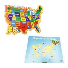 Imagem de Quebra-Cabeça Mapa dos Estados Unidos Brinquedo Educativo - Drackma